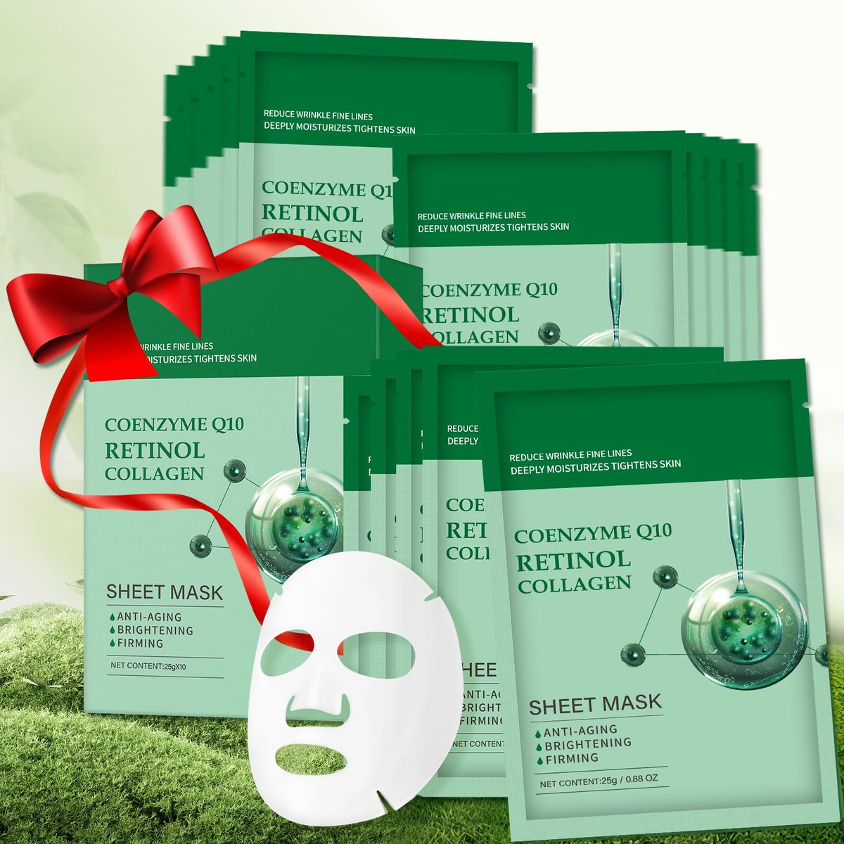 YAFUSIPE Collagen Face Sheet Mask Anti Aging Skin Care - 10 Pack with Retinol for Fine Lines, Wrinkles, Moisturizing - görsel 1
