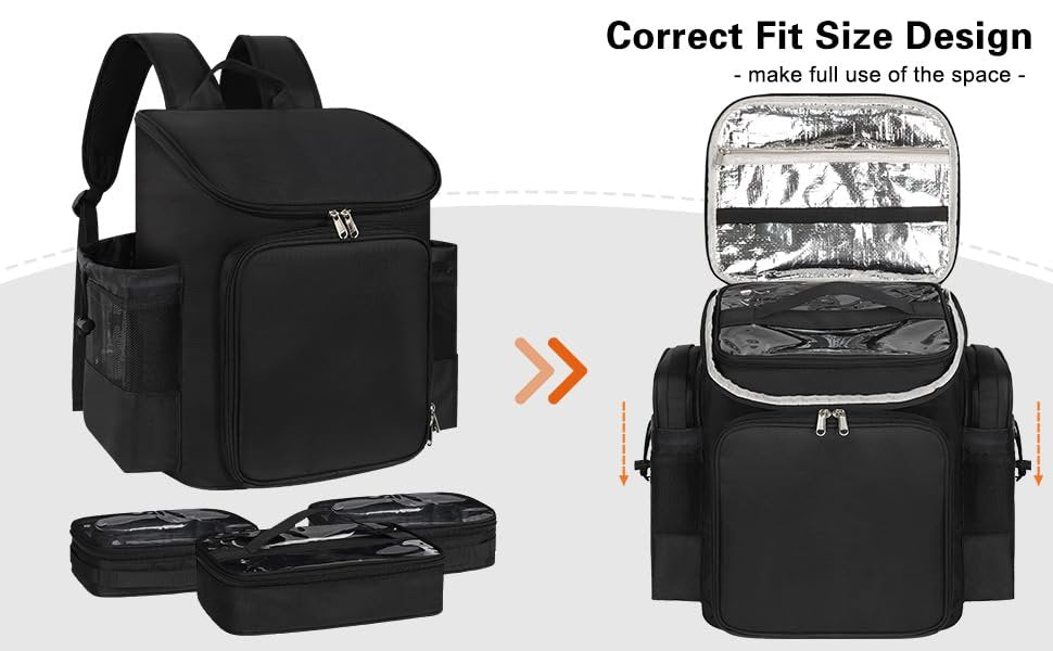 CUBETASTIC Hairstylist Traveling Bag - Large Capacity Barber Travel Backpack with Adjustable Dividers, Professional Hairdresser Bag for Tools & Supplies, Black Nylon Avelisse