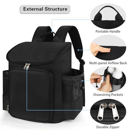 CUBETASTIC Hairstylist Traveling Bag - Large Capacity Barber Travel Backpack with Adjustable Dividers, Professional Hairdresser Bag for Tools & Supplies, Black Nylon Avelisse