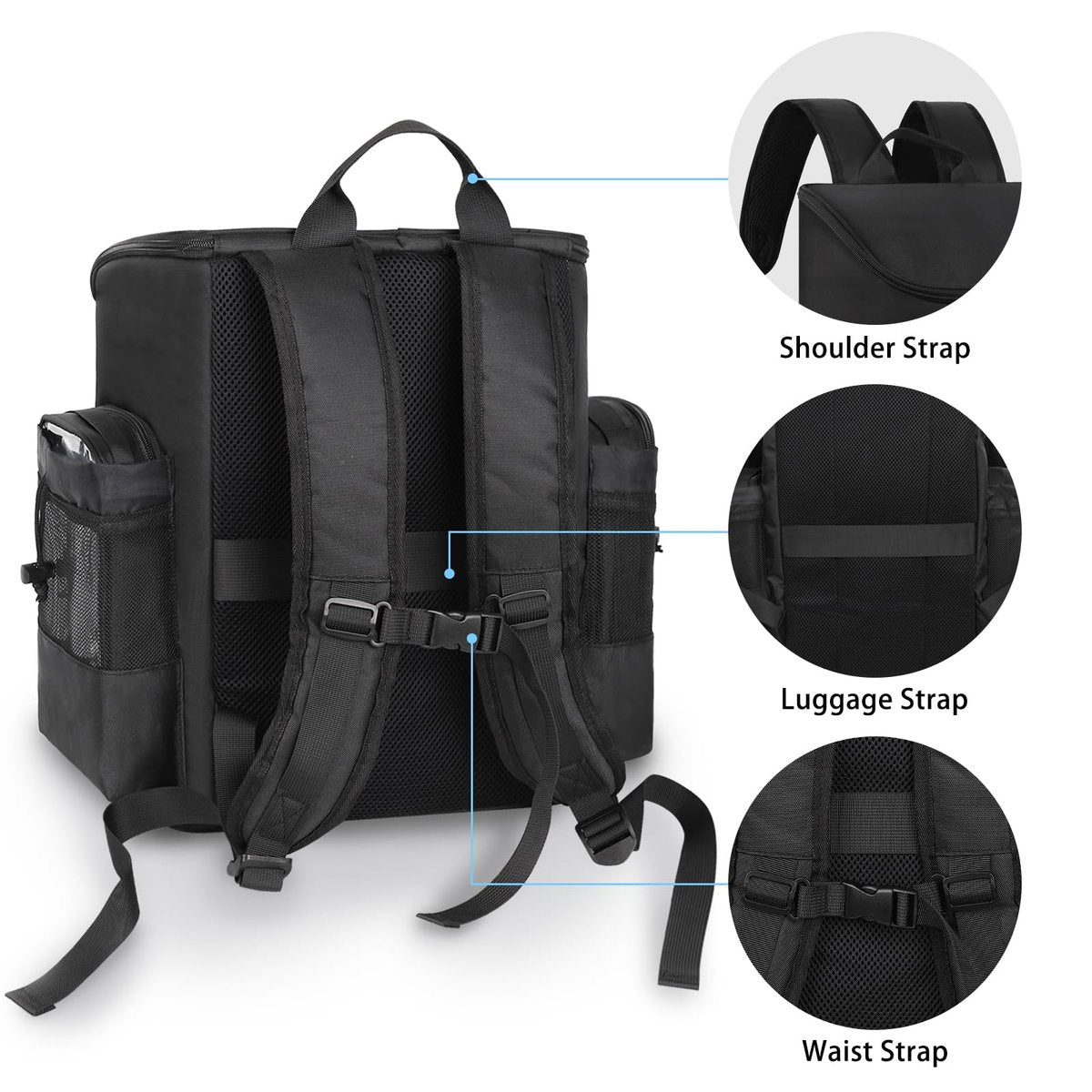 CUBETASTIC Hairstylist Traveling Bag - Large Capacity Barber Travel Backpack with Adjustable Dividers, Professional Hairdresser Bag for Tools & Supplies, Black Nylon Avelisse