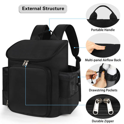 CUBETASTIC Hairstylist Traveling Bag - Large Capacity Barber Travel Backpack with Adjustable Dividers, Professional Hairdresser Bag for Tools & Supplies, Black Nylon Avelisse