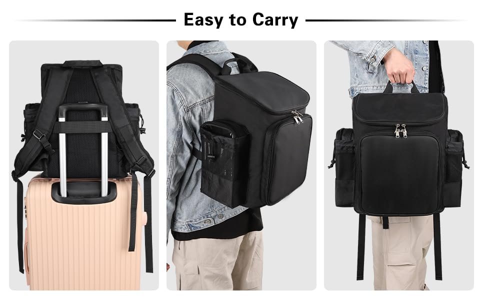 CUBETASTIC Hairstylist Traveling Bag - Large Capacity Barber Travel Backpack with Adjustable Dividers, Professional Hairdresser Bag for Tools & Supplies, Black Nylon Avelisse