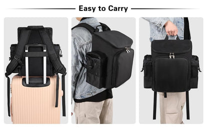 CUBETASTIC Hairstylist Traveling Bag - Large Capacity Barber Travel Backpack with Adjustable Dividers, Professional Hairdresser Bag for Tools & Supplies, Black Nylon Avelisse