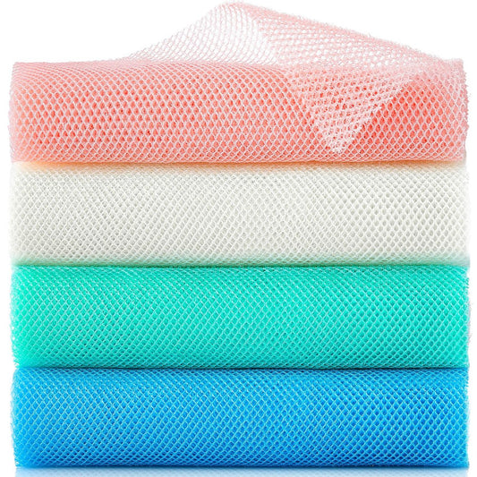 4-Piece African Exfoliating Net Sponge Set – Long Nylon Body Scrubbers for Shower (Multicolor)