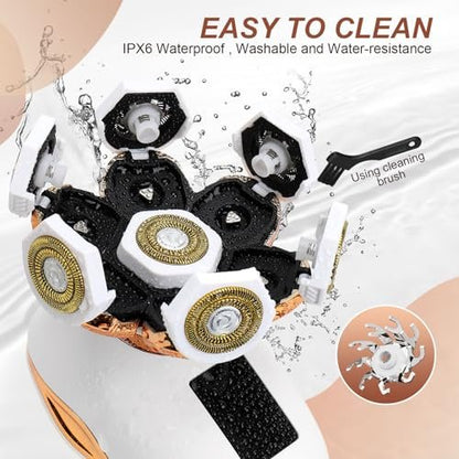 2-in-1 Electric Razors for Women - Wet/Dry 7D Rechargeable Rotary Shaver for Legs, Bikini, Face & Lips - Gentle Hair Removal Kit Avelisse