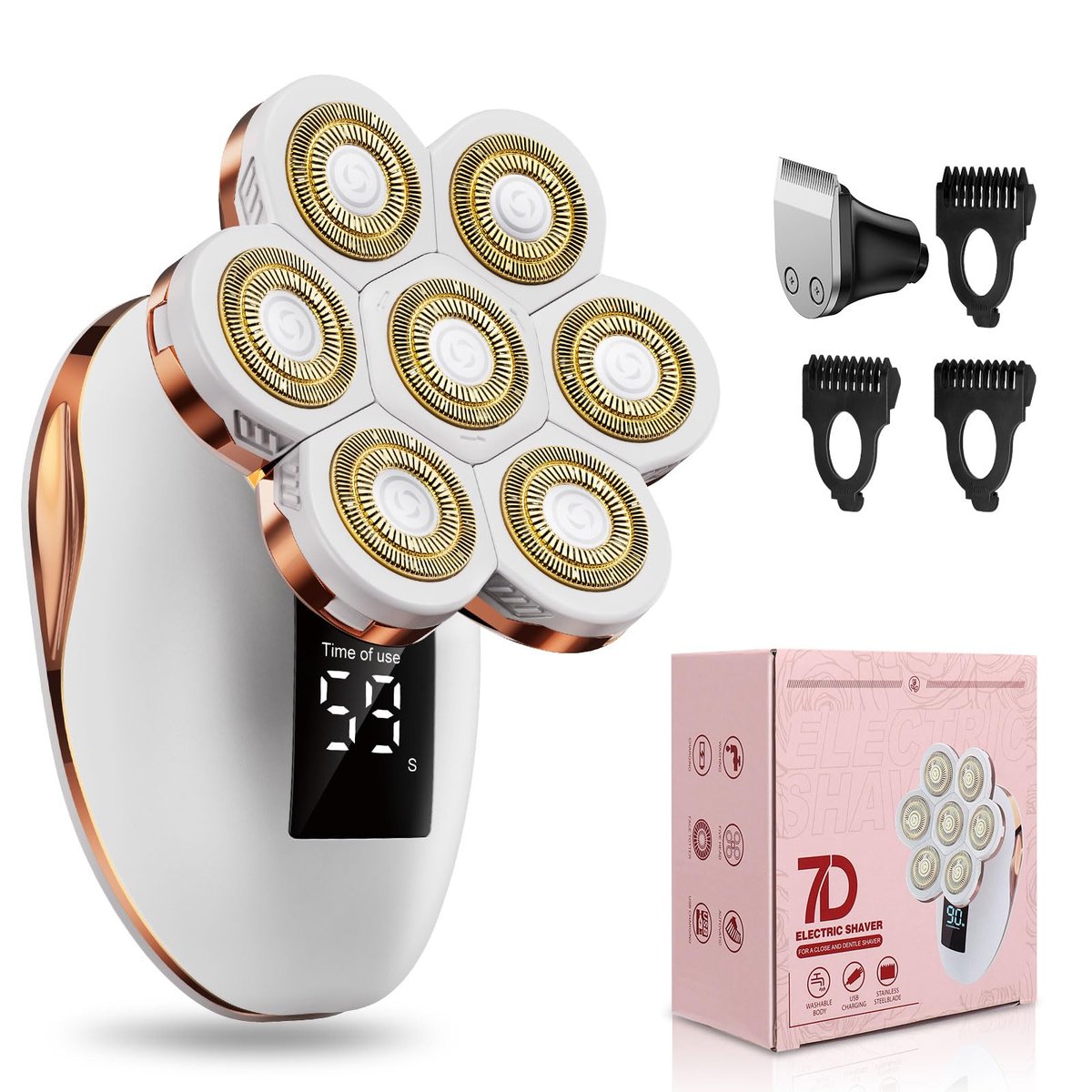 2-in-1 Electric Razors for Women - Wet/Dry 7D Rechargeable Rotary Shaver for Legs, Bikini, Face & Lips - Gentle Hair Removal Kit Avelisse