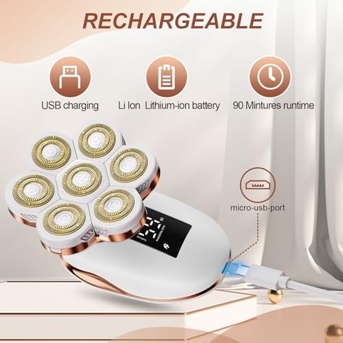 2-in-1 Electric Razors for Women - Wet/Dry 7D Rechargeable Rotary Shaver for Legs, Bikini, Face & Lips - Gentle Hair Removal Kit Avelisse