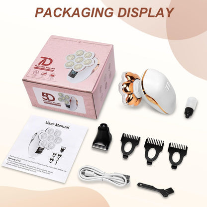2-in-1 Electric Razors for Women - Wet/Dry 7D Rechargeable Rotary Shaver for Legs, Bikini, Face & Lips - Gentle Hair Removal Kit Avelisse