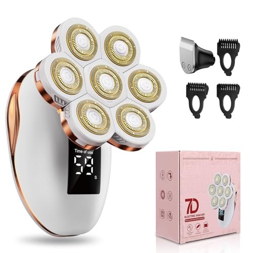 2-in-1 Electric Razors for Women - Wet/Dry 7D Rechargeable Rotary Shaver for Legs, Bikini, Face & Lips - Gentle Hair Removal Kit Avelisse