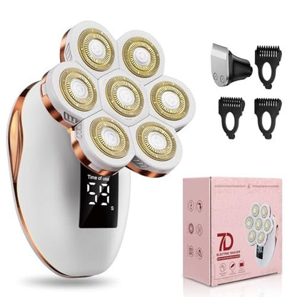 2-in-1 Electric Razors for Women - Wet/Dry 7D Rechargeable Rotary Shaver for Legs, Bikini, Face & Lips - Gentle Hair Removal Kit Avelisse