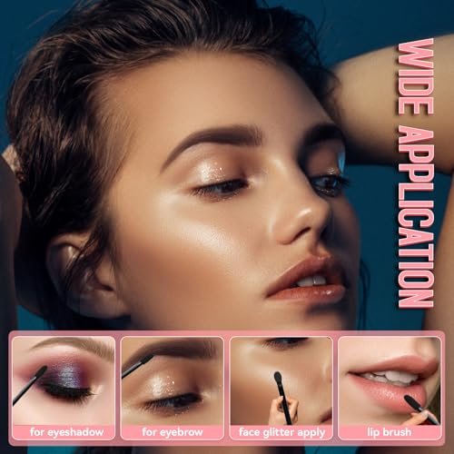 JOCEMY 50 PCS Professional Disposable Dual Side Sponge Eyeshadow Brush - Double Head Makeup Applicator (Black, Flat Handle) - görsel 12