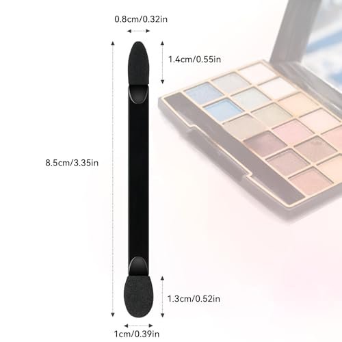 JOCEMY 50 PCS Professional Disposable Dual Side Sponge Eyeshadow Brush - Double Head Makeup Applicator (Black, Flat Handle) - görsel 4
