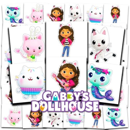 Gabby's Dollhouse Tattoos Party Favors Bundle – 72 Temporary Tattoos for Kids, Party Supplies - görsel 2