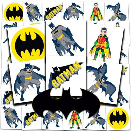 Batman Temporary Tattoos Party Favors Bundle – 72 Perforated 2" x 2" Tattoos for Kids, Boys, Girls (Batman Party Supplies) - görsel 2