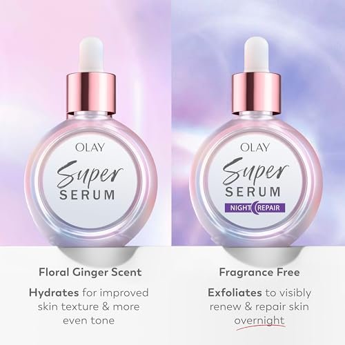Olay Super Serum Night Repair Fragrance-Free Trial Size - Niacinamide, Peptide, Salicylic & Lactic Acid, Glycerin - 5-in-1 Skin Care Benefits - Hydrating, Reduces Dark Spots, Anti-Aging, 0.4 Oz Avelisse