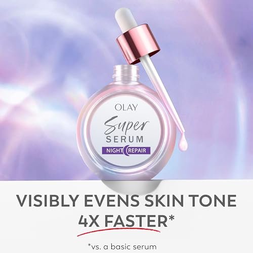 Olay Super Serum Night Repair Fragrance-Free Trial Size - Niacinamide, Peptide, Salicylic & Lactic Acid, Glycerin - 5-in-1 Skin Care Benefits - Hydrating, Reduces Dark Spots, Anti-Aging, 0.4 Oz Avelisse