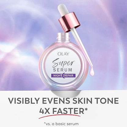 Olay Super Serum Night Repair Fragrance-Free Trial Size - Niacinamide, Peptide, Salicylic & Lactic Acid, Glycerin - 5-in-1 Skin Care Benefits - Hydrating, Reduces Dark Spots, Anti-Aging, 0.4 Oz Avelisse