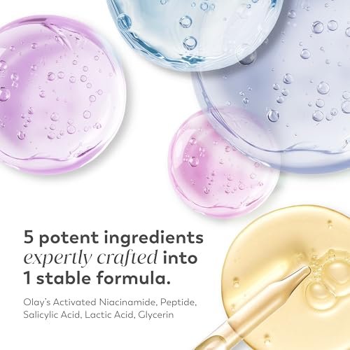 Olay Super Serum Night Repair Fragrance-Free Trial Size - Niacinamide, Peptide, Salicylic & Lactic Acid, Glycerin - 5-in-1 Skin Care Benefits - Hydrating, Reduces Dark Spots, Anti-Aging, 0.4 Oz Avelisse