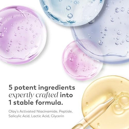 Olay Super Serum Night Repair Fragrance-Free Trial Size - Niacinamide, Peptide, Salicylic & Lactic Acid, Glycerin - 5-in-1 Skin Care Benefits - Hydrating, Reduces Dark Spots, Anti-Aging, 0.4 Oz Avelisse