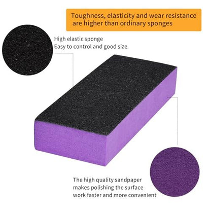 LNAUJS 2 Pack Buffer Block - Professional Manicure Tools Kit, 100/180 Grit Black Nail File and Sanding Buffer for Natural and Acrylic Nails