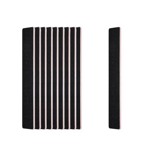 LNAUJS 10 Pack 100/180 Grit Nail Files, Black Professional Reusable Emery Boards for Acrylic Nails, Rectangle Nail Buffering Files - görsel 2