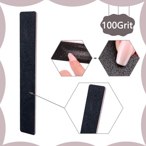 LNAUJS 10 Pack 100/180 Grit Nail Files, Black Professional Reusable Emery Boards for Acrylic Nails, Rectangle Nail Buffering Files - görsel 4