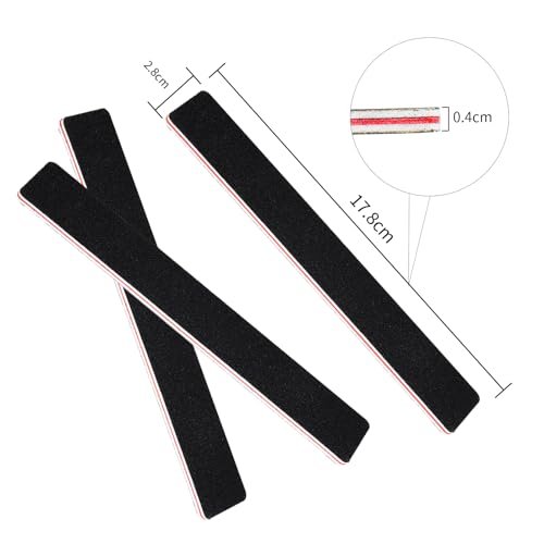 LNAUJS 10 Pack 100/180 Grit Nail Files, Black Professional Reusable Emery Boards for Acrylic Nails, Rectangle Nail Buffering Files - görsel 14