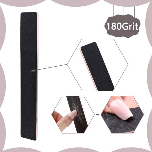 LNAUJS 10 Pack 100/180 Grit Nail Files, Black Professional Reusable Emery Boards for Acrylic Nails, Rectangle Nail Buffering Files - görsel 6