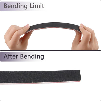 LNAUJS 10 Pack 100/180 Grit Nail Files, Black Professional Reusable Emery Boards for Acrylic Nails, Rectangle Nail Buffering Files