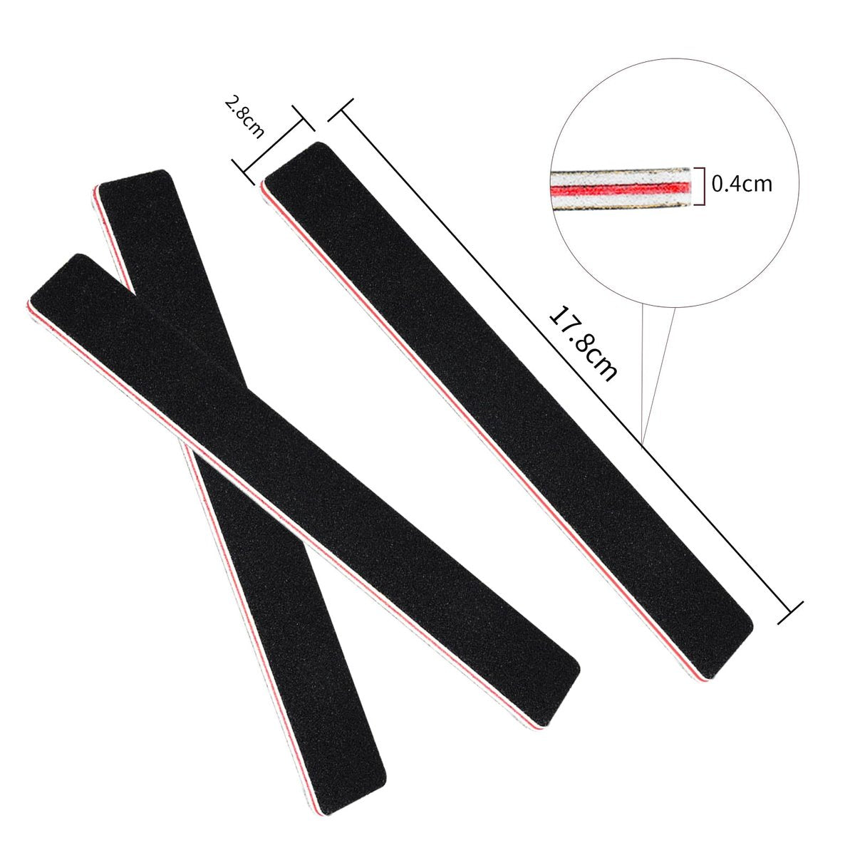 LNAUJS 10 Pack 100/180 Grit Nail Files, Black Professional Reusable Emery Boards for Acrylic Nails, Rectangle Nail Buffering Files - görsel 13