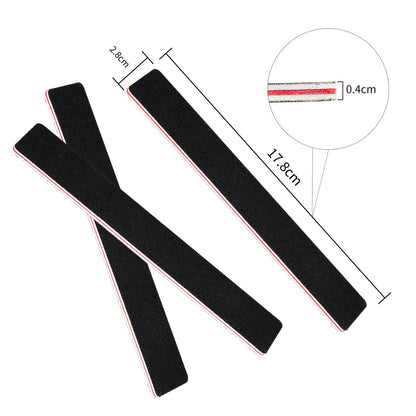 LNAUJS 10 Pack 100/180 Grit Nail Files, Black Professional Reusable Emery Boards for Acrylic Nails, Rectangle Nail Buffering Files