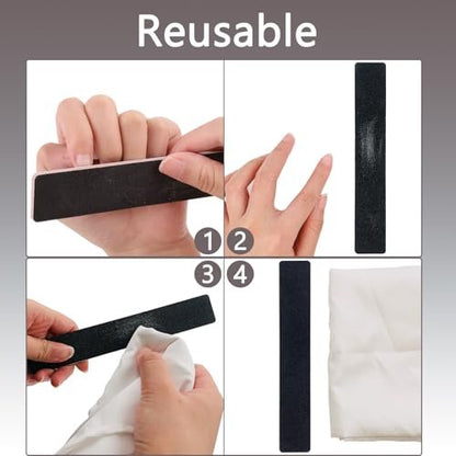 LNAUJS 10 Pack 100/180 Grit Nail Files, Black Professional Reusable Emery Boards for Acrylic Nails, Rectangle Nail Buffering Files