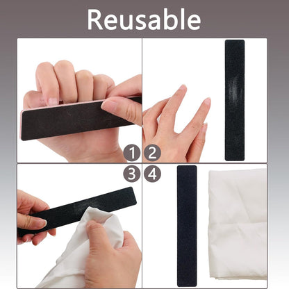 LNAUJS 10 Pack 100/180 Grit Nail Files, Black Professional Reusable Emery Boards for Acrylic Nails, Rectangle Nail Buffering Files