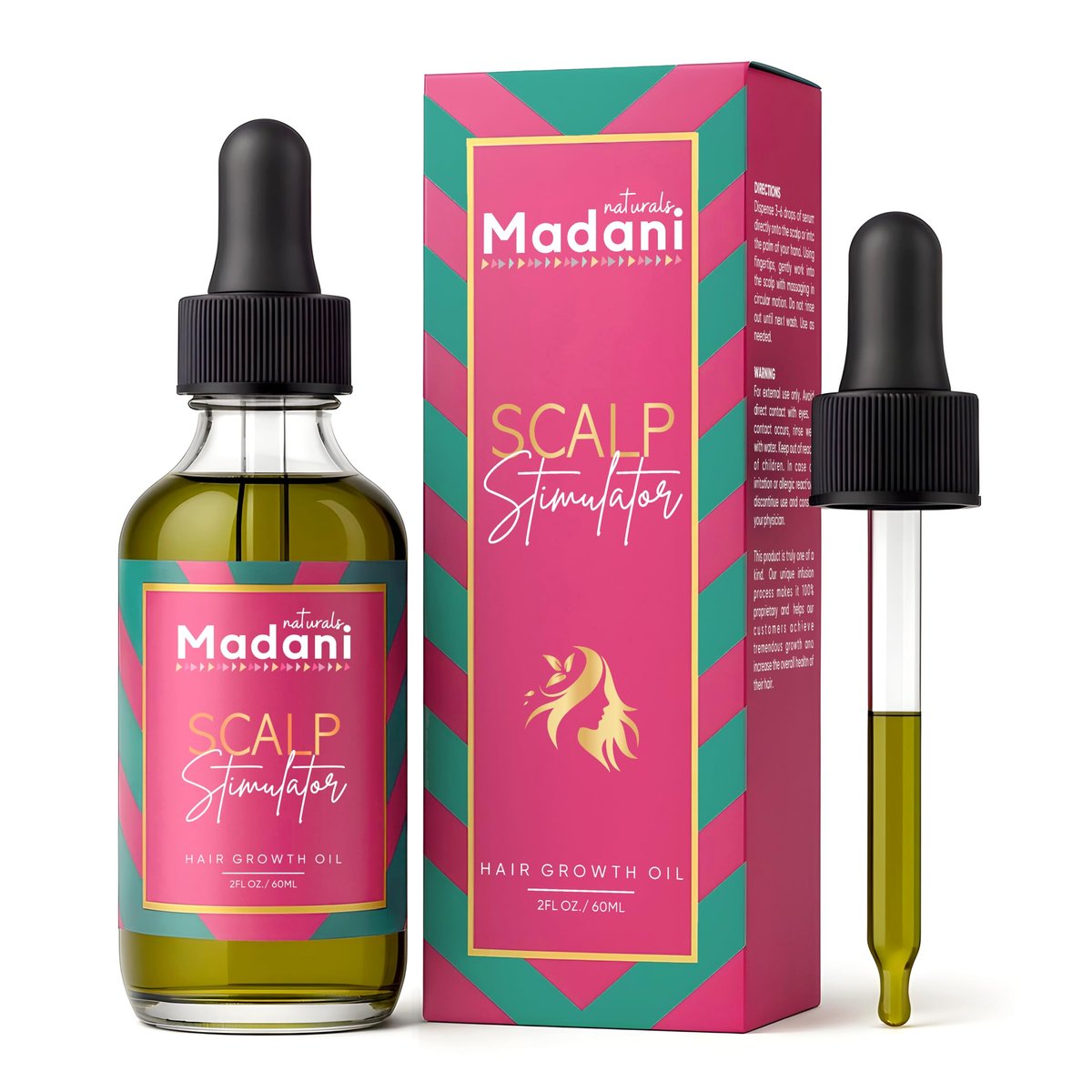 Madani Naturals Scalp Stimulator Hair Growth Oil with Rosemary Oil & Mint - Hair Loss Treatment for Split Ends and Dry Scalp, Strengthen Hair, 2 Fl Oz Avelisse