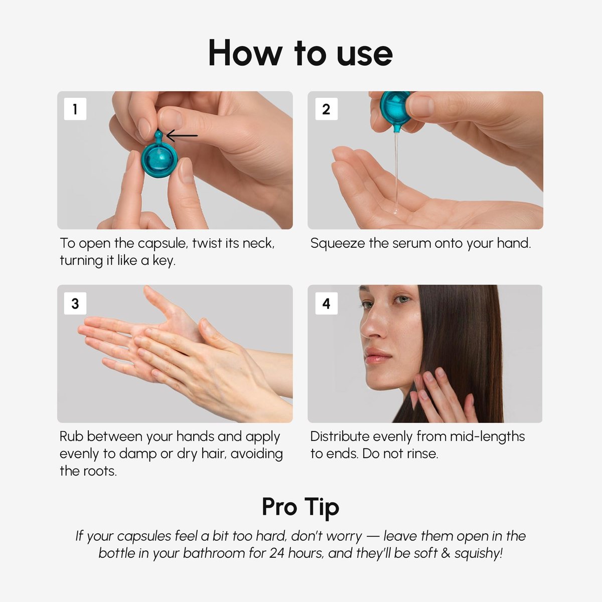 MAREE Hair Serum for Frizzy Dry Hair – Styling Capsules with Keratin, Argan Oil, Vitamins A E B5 – UV & Heat Protectant Frizz Control Serum for Women – Aceite Para el Cabello Treatment Avelisse