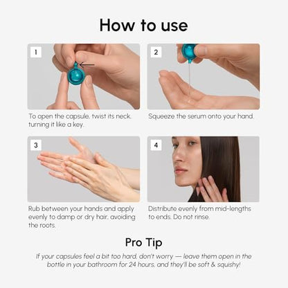 MAREE Hair Serum for Frizzy Dry Hair – Styling Capsules with Keratin, Argan Oil, Vitamins A E B5 – UV & Heat Protectant Frizz Control Serum for Women – Aceite Para el Cabello Treatment Avelisse