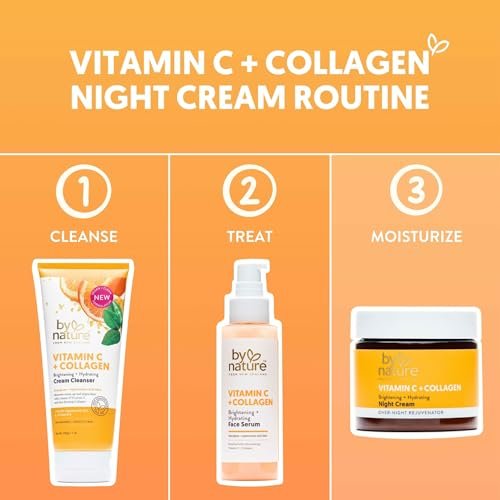 By Nature Face Night Cream - Vitamin C + Collagen PM Moisturizing Facial Lotion for Women, 2 Oz Avelisse