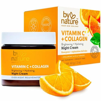 By Nature Face Night Cream - Vitamin C + Collagen PM Moisturizing Facial Lotion for Women, 2 Oz Avelisse