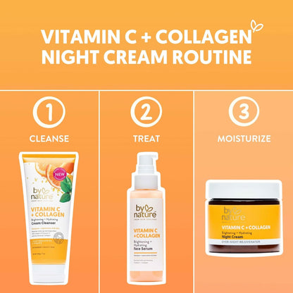 By Nature Face Night Cream - Vitamin C + Collagen PM Moisturizing Facial Lotion for Women, 2 Oz Avelisse