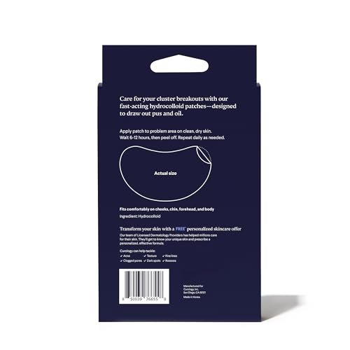 Curology Emergency Spot Patch Clusters for Breakouts - Fast Acting Large Hydrocolloid Pimple Patches for Face, Oil Absorbing, 14 Count Avelisse