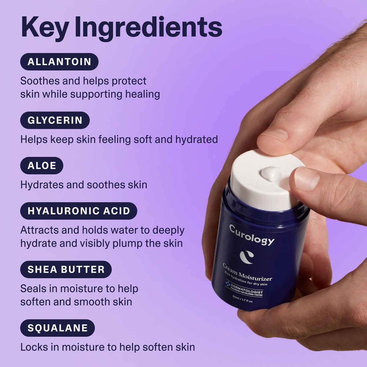 Curology Cream Moisturizer - Rich Hydrating Face Lotion for Dry Skin with Shea Butter and Hyaluronic Acid, 1.7 fl oz - görsel 7
