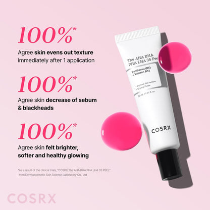 COSRX AHA BHA PHA LHA 35% Peel – Chemical Exfoliating Peeling Gel for Dull, Rough, Oily Skin, 1.01 fl. oz / 30 ml Avelisse