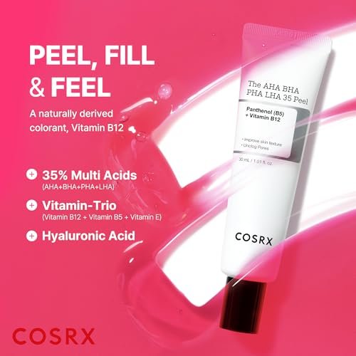COSRX AHA BHA PHA LHA 35% Peel – Chemical Exfoliating Peeling Gel for Dull, Rough, Oily Skin, 1.01 fl. oz / 30 ml Avelisse