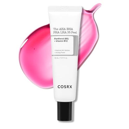 COSRX AHA BHA PHA LHA 35% Peel – Chemical Exfoliating Peeling Gel for Dull, Rough, Oily Skin, 1.01 fl. oz / 30 ml Avelisse