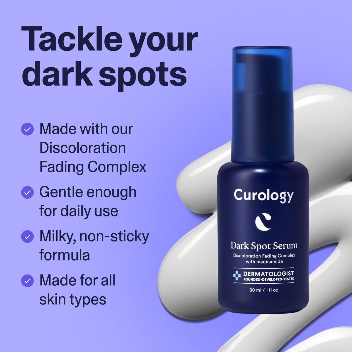 Curology Dark Spot Facial Serum – Discoloration Fading Serum for Post Acne Marks and Sunspots, 1 fl oz Avelisse