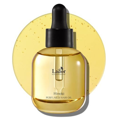 LADOR Hair Perfume Oil for Dry Damaged Hair - Anti-Frizz Nourishing Fragrance Gloss Oil Serum, Leave-In Conditioner for Curls & Waves, Sulfate & Paraben Free, 1 Fl Oz (Hinoki Korean)