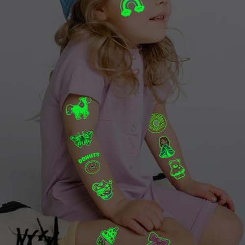 CHARLENT 408 PCS Individually Wrapped Luminous Temporary Tattoos for Kids - Glow in The Dark Mixed Tattoos for Kids Birthday Party Favors Goodie Bag Fillers - görsel 8