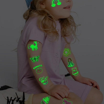 CHARLENT 408 PCS Individually Wrapped Luminous Temporary Tattoos for Kids - Glow in The Dark Mixed Tattoos for Kids Birthday Party Favors Goodie Bag Fillers
