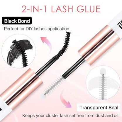 Miuffue Eyelash Glue - Latex-Free Lash Bond and Seal for Sensitive Eyes, Strong Hold 48 Hours