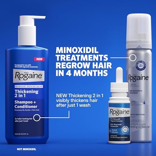 Rogaine Men's 5% Minoxidil Foam Hair Regrowth Treatment, Extra Strength, Unscented, 4 Month Supply (4 x 2.11 oz Cans) Avelisse
